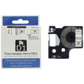 Картридж Vell VL-D-S0720530/45013 для принтера этикеток Dymo (12 мм x 7  м,  цвет ленты белый, шрифт черный)