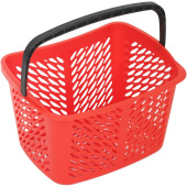 Корзина покупательская Комус Мебель пластик красная с чёрной ручкой