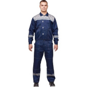 Костюм рабочий летний мужской л20-КБР с СОП синий/серый (размер 60-62, рост 158-164 см)