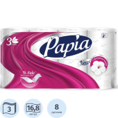 Бумага туалетная Papia 3-слойная белая (8 рулонов в упаковке)