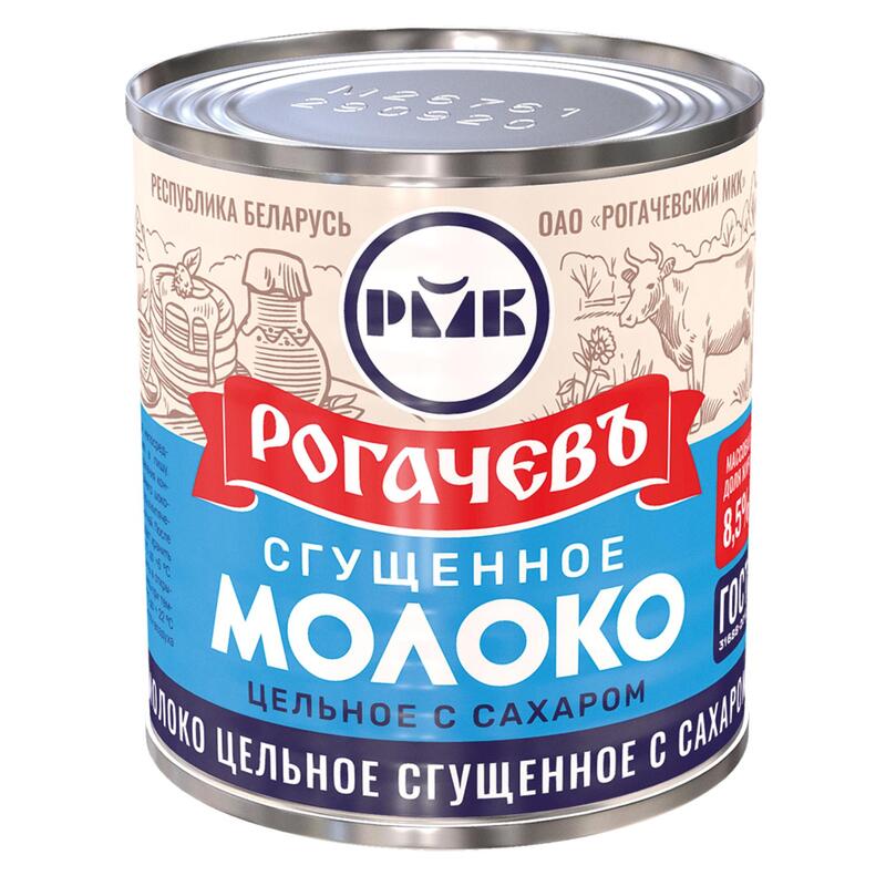 Молоко сгущенное Рогачевъ цельное с сахаром 8.5% 380 г