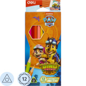 Карандаши цветные Deli Paw Patrol 12 карандашей 12 цветов трёхгранные