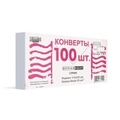 Конверт OfficePost E65 80 г/кв.м белый стрип с внутренней запечаткой (100 штук в упаковке)