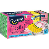 Губки для мытья посуды Qualita Bubble Effect поролоновые 100x66x37 мм 5 штук в упаковке