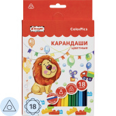 Карандаши цветные Комус Класс ColorPics 18 карандашей 18 цветов  трёхгранные