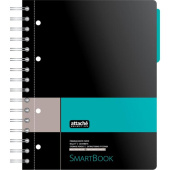 Бизнес-тетрадь Attache Smartbook А5 120 листов серо-бирюзовая в клетку на спирали (181х212 мм)