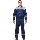 Костюм рабочий летний мужской л20-КБР с СОП синий/серый (размер 44-46, рост 182-188 см)