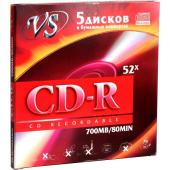Диск CD-R VS 700 МБ 52x конверт VSCDRK501 (5 штук в упаковке)