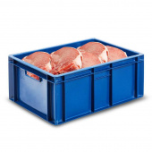 Ящик (лоток) мясной из ПНД 600х400х250 мм синий
