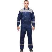 Костюм рабочий летний мужской л20-КБР с СОП синий/серый (размер 44-46, рост 158-164 см)