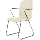 Стул офисный Easy Chair Честер бежевый, экокожа, металл, хромированный
