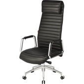 Кресло для руководителя Easy Chair Кресло EChair-528 ML чёрное  (натуральная кожа с компаньоном, алюминий)