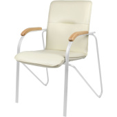 Конференц-кресло Easy Chair Samba Silver бежевый/бук (искусственная  кожа, металл серебристый)