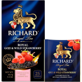 Чай черный Richard Royal Goji & Wild Strawberry 25 пакетиков (ягоды годжи, земляника)