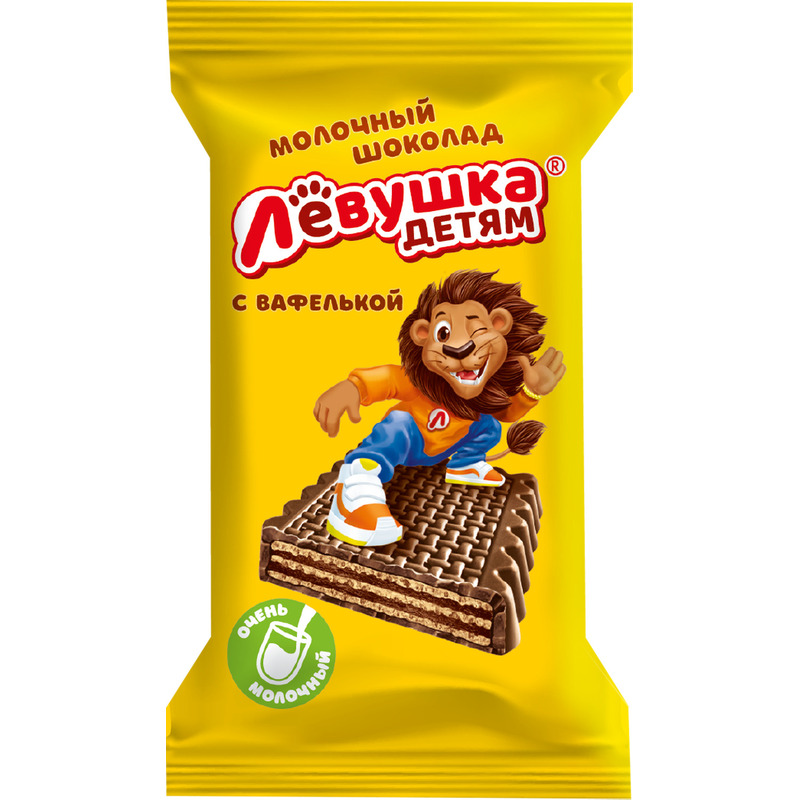 Шоколад Левушка детям молочный с вафлей 27.5 г (30 штук в упаковке)