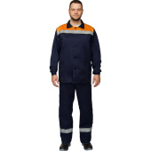 Костюм рабочий летний мужской л16-КБР с СОП синий/оранжевый (размер 52-54, рост 170-176 см)