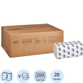 Полотенца бумажные листовые Luscan PROFESSIONAL H3 V-сложение (ZZ) 2-слойные белые 20 пачек по 200 листов