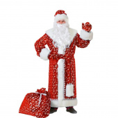 Костюм карнавальный взрослый Дед Мороз плюш красный (размер 54-56)