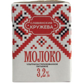 Молоко Славянские Кружева ультрапастеризованное 3.2% 200 мл купить в интернет-магазине товаров для офиса и дома ТопГрад с доставкой