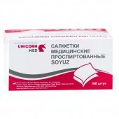 Салфетка для инъекций Unicorn Med Soyuz спиртовая 60х100 мм (100 штук в упаковке)