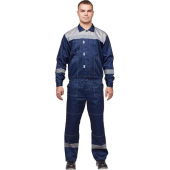 Костюм рабочий летний мужской л20-КБР с СОП синий/серый (размер 44-46, рост 170-176 см)