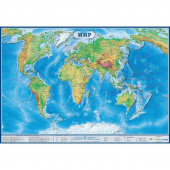 Настенная физическая карта мира 1:34 млн