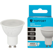Лампа светодиодная TOPFORT 6 Вт GU10 (MR, 4000 K, 430 Лм, 220 В)