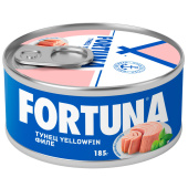 Тунец Fortuna филе yellowfin в собственном соку 185 г