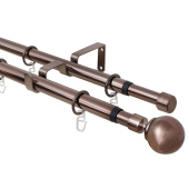 Карниз двухрядный телескопический с кольцами коньяк (160-320 см)