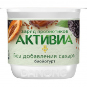 Йогурт Активиа без сахара чернослив/финик/семена льна 2.9% 150 г