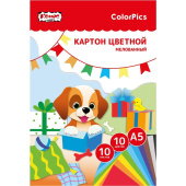 Картон цветной Комус Класс ColorPics (А5, 10 листов, 10 цветов, мелованный)