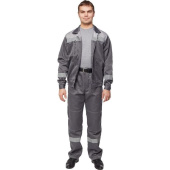 Костюм рабочий летний мужской л22-КБР с СОП темно-серый/светло-серый (размер 60-62, рост 182-188 см)