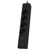 Сетевой фильтр Cablexpert Exnovo на 4 розетки 2 метра + 2 USB (EXN-4-CU2-B-2)