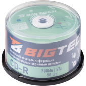 Диск CD-R BigTech 700 МБ 52x cake box YCDRB002 (50 штук в упаковке)