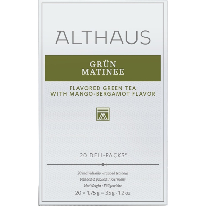 Чай зеленый Althaus Grun Matinee Deli Pack 20 пакетиков (манго, бергамот)