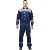 Костюм рабочий летний мужской л20-КБР с СОП синий/серый (размер 60-62, рост 170-176 см)