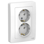 Розетка Schneider Electric Blanca двухместная с заземлением 16А IP20 с рамкой скрытого монтажа белая (BLNRS001021)