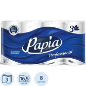 Бумага туалетная Papia Professional 3-слойная белая (8 рулонов в упаковке)