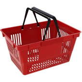 Корзина покупательская с двумя ручками на 22 л (красная, 5 штук в упаковке)