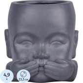 Кашпо Idealist 4.7 л дымчато-серый (24x24.5 см, KID-FP-THREE-LG-24)