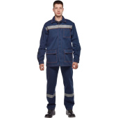 Костюм рабочий летний мужской л28-КПК деним с СОП синий (размер 52-54,  рост 158-164)