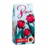 Чай подарочный Фабрика счастья 8 Марта, тюльпаны листовой черный лесные ягоды 50 г