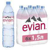Вода минеральная Evian негазированная 1.5 л купить в интернет-магазине товаров для офиса и дома ТопГрад с доставкой