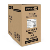 Кабель витая пара ExeGate FUTP4-C6-CU-S23-IN-LSZH-OR-305-FLUKE cat 6 305 м (EX289279RUS)