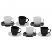Сервиз чайный Luminarc Carine Black and White (D2371) на 6 персон стекло (6 чашек 220 мл, 6 блюдец 13.5 см)