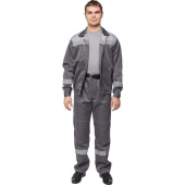 Костюм рабочий летний мужской л22-КБР с СОП темно-серый/светло-серый (размер 44-46, рост 158-164 см)
