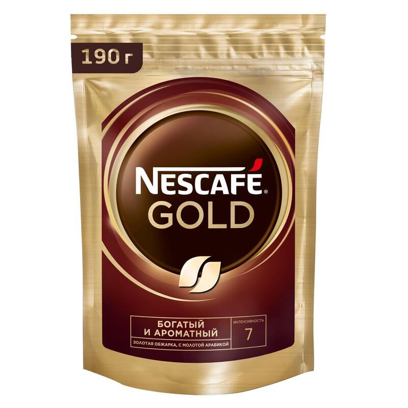Кофе растворимый Nescafe Gold 190 г (пакет)