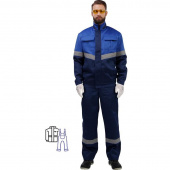 Костюм рабочий летний мужской л25-КПК с СОП синий/васильковый (размер 44-46, рост 182-188)