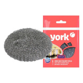 Губка для мытья посуды York металлическая 110х110х35 мм 45 г