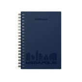Бизнес-тетрадь Erich Krause Megapolis А6 80 листов синяя в клетку на спирали (102x146 мм)